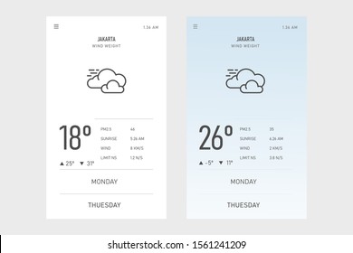 modern UI UX and GUI interface weather widgets design concept on white and blue backgrounds. vector weather icon  and web element for mobile applications. Full icon set available in my portfolio