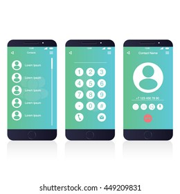 Modern UI, UX, GUI template. Including Contacts and Calling screens.