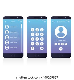 Modern UI, UX, GUI template. Including Contacts and Calling screens.