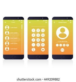 Modern UI, UX, GUI template. Including Contacts and Calling screens.
