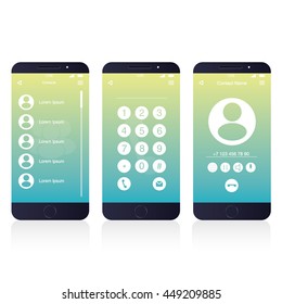 Modern UI, UX, GUI template. Including Contacts and Calling screens.