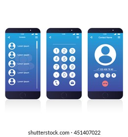 Modern UI, UX, GUI template. Including Contacts and Calling screens.