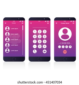 Modern UI, UX, GUI template. Including Contacts and Calling screens.