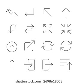 Modern UIUX Line Icon Pack, Colección de flechas