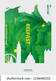Modern UK United Kigdom Belfast skyline abstract gradient poster art. Travel guide cover city vector illustration