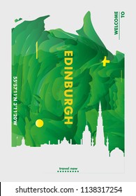 Modern UK United Kingdom Edinburgh skyline abstract gradient poster art. Travel guide cover city vector illustration