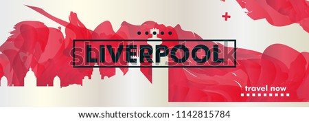 Modern UK United Kingdom Liverpool skyline abstract gradient website banner art. Travel guide cover city vector illustration
