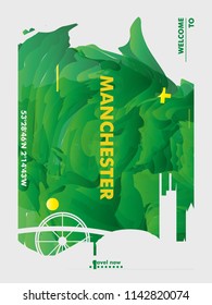 Modern UK United Kingdom Manchester skyline abstract gradient poster art. Travel guide cover city vector illustration