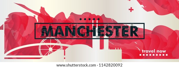 Manchester skyline abstract gradient wall mural art. Vector illustration. 