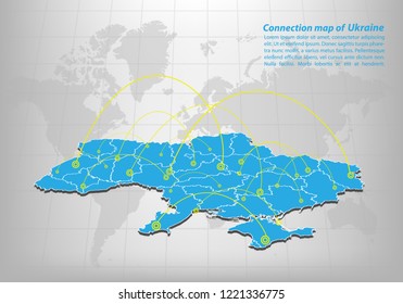 Modern of ukraine Map connections network design, Best Internet Concept of ukraine map business from concepts series, map point and line composition. Infographic map. Vector Illustration.