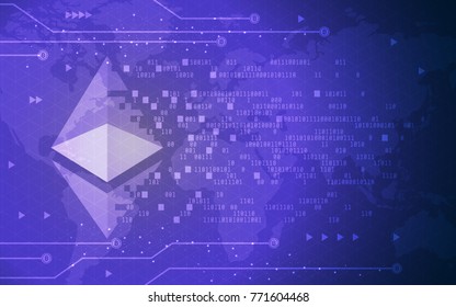 Modern Ultra HD Crypto Currency Ethereum Global Network Technology Banner Illustration Background