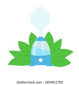Modern Ultrasonic humidifier. Flat vector illustration in cartoon style. easy to use