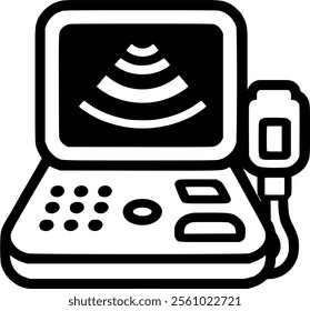 modern ultrasound machine, commonly used in healthcare sign, symbol, vector, art