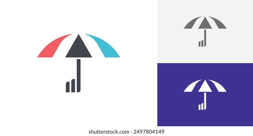 Concepto moderno de diseño de Vector de logotipo de flecha de paraguas