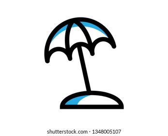 Modern umbrella filled icon vector collection in stylish colors of traveling, tourism and vacation theme. Isolated on white background. - Vector