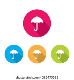Modern Umbrella Icon With Long Shadow