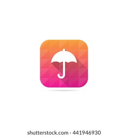 Modern Umbrella Icon With Long Shadow