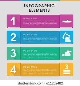 Modern under infographic template. infographic design with under icons includes excavator, 3 allowed. can be used for presentation, diagram, annual report, web design. 