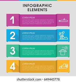 Modern under infographic template. infographic design with under icons includes excavator, digging man. can be used for presentation, diagram, annual report, web design.