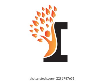 Modern , unicke,  colourful tree shape and  letter I   logo ,icon  vector  graphic design  by  white background  illustration.