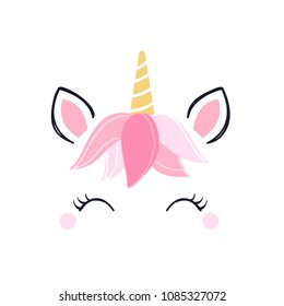 Modern Unicorn Face Background With Copy Space.