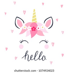 Modern Unicorn Face Background With Text.