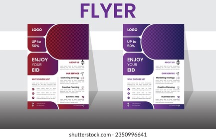 modern unique a4 size flyer design template with gradient color.