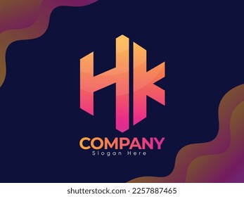 Modern Unique Agency Letter H And K Logo Design, Creative Minimal Logo Concept, Company Business Agency Minimal Letter H And K Logo Template.