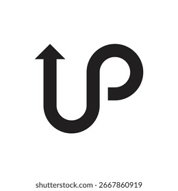 Seta para cima moderna e única, modelo de design de vetor de logotipo preto