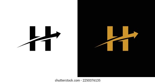 modernes und einzigartiges Design in Pfeilrichtung H-Buchstaben Logo 