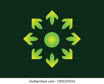 Modern unique arrow icon colored green yellow gradient, perfect for your business needs, both web and applications.