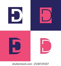 Logotipo de carta ED DE artística original moderno. Logotipo inicial do ícone da letra baseada. ED, Letras de alfabeto DE Monograma de logotipo

