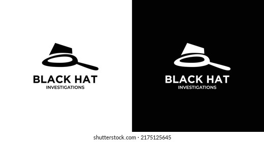 Modern and unique black hat detective illustration logo design 3