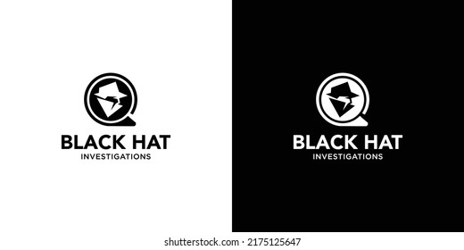 Modern and unique black hat detective illustration logo design 7