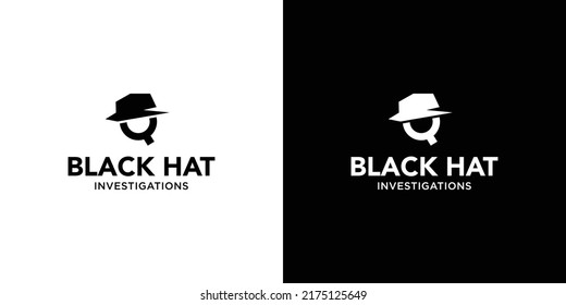 Modern and unique black hat detective illustration logo design 4