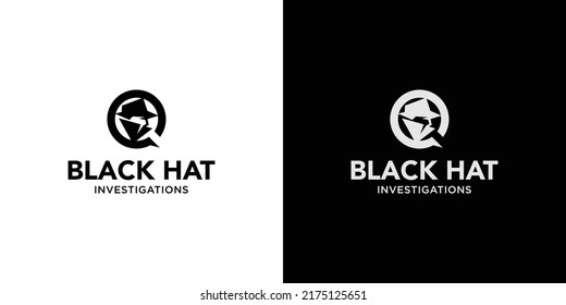 Modern and unique black hat detective illustration logo design 8