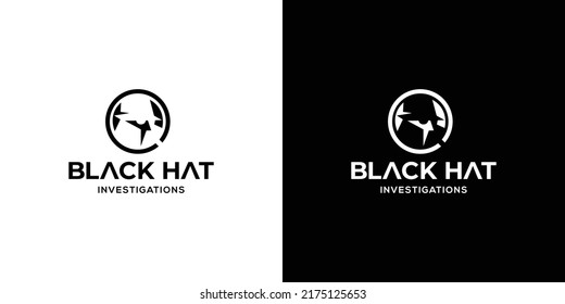 Modern and unique black hat detective illustration logo design 2