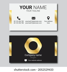 Modern unique Business Card - Creative and Clean Business Card Template. Luxury business card design template. Elegant black and white background with shiny golden gradient. Vector illustration