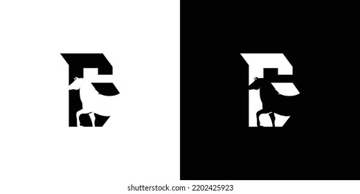 Diseño del logotipo del caballo G de una letra combinada moderna y única