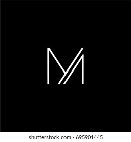 Modern unique creative clean geometric fashion brands black and white color M N MN NM initial based letter icon logo.