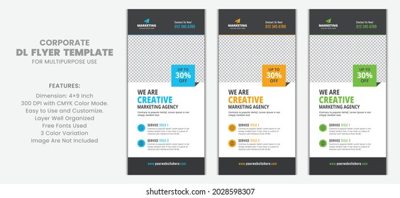 Modern Unique Creative Corporate DL Flyer Template | Professional Business Rack Card Design