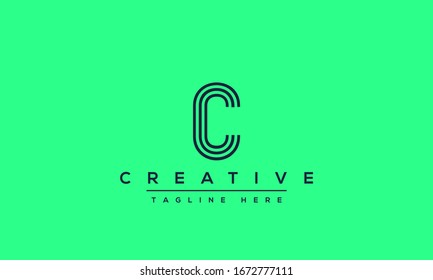 Diseño original de letra creativa moderna con logotipo C, icono de vector basado en la línea mínima C.