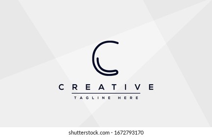 Modern unique creative letter C logo design, Minimal line C initial based vector icon.