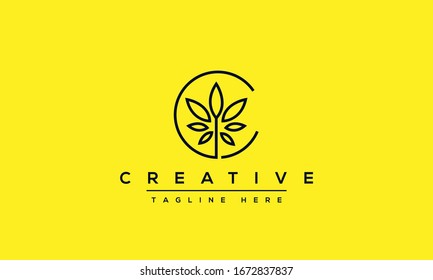 Diseño original de letra creativa moderna con logotipo C, icono de vector basado en la línea mínima C.