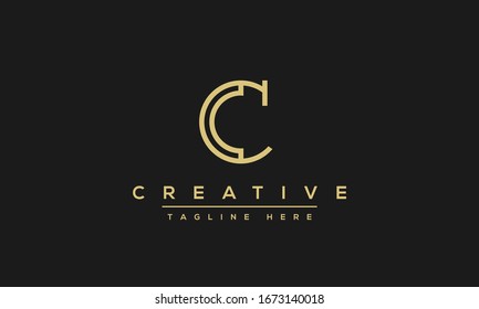 Diseño original de letra creativa moderna con logotipo C, icono de vector basado en la línea mínima C.