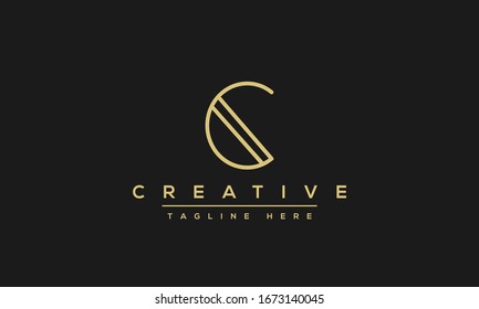 Diseño original de letra creativa moderna con logotipo C, icono de vector basado en la línea mínima C.