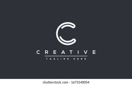 Diseño original de letra creativa moderna con logotipo C, icono de vector basado en la línea mínima C.