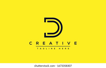 Modern unique creative letter D logo design, Minimal line D initial based vector icon.