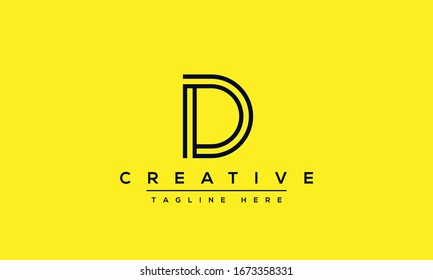 Modern unique creative letter D logo design, Minimal line D initial based vector icon.