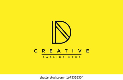 Modern unique creative letter D logo design, Minimal line D initial based vector icon.